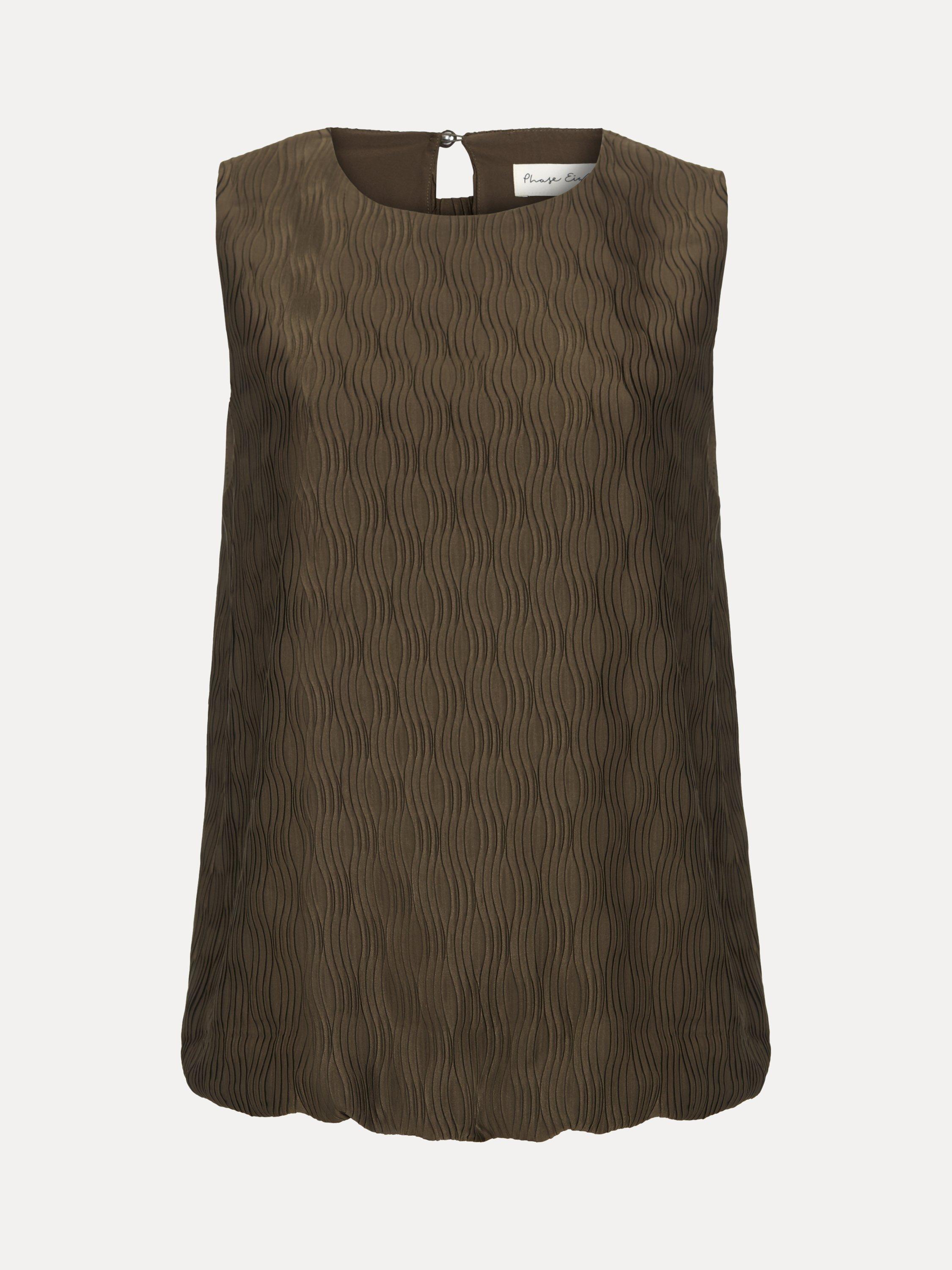 Product image 5 of 7, which shows Phase Eight Zula Bubble Hem Sleeveless Top, Khaki, 8