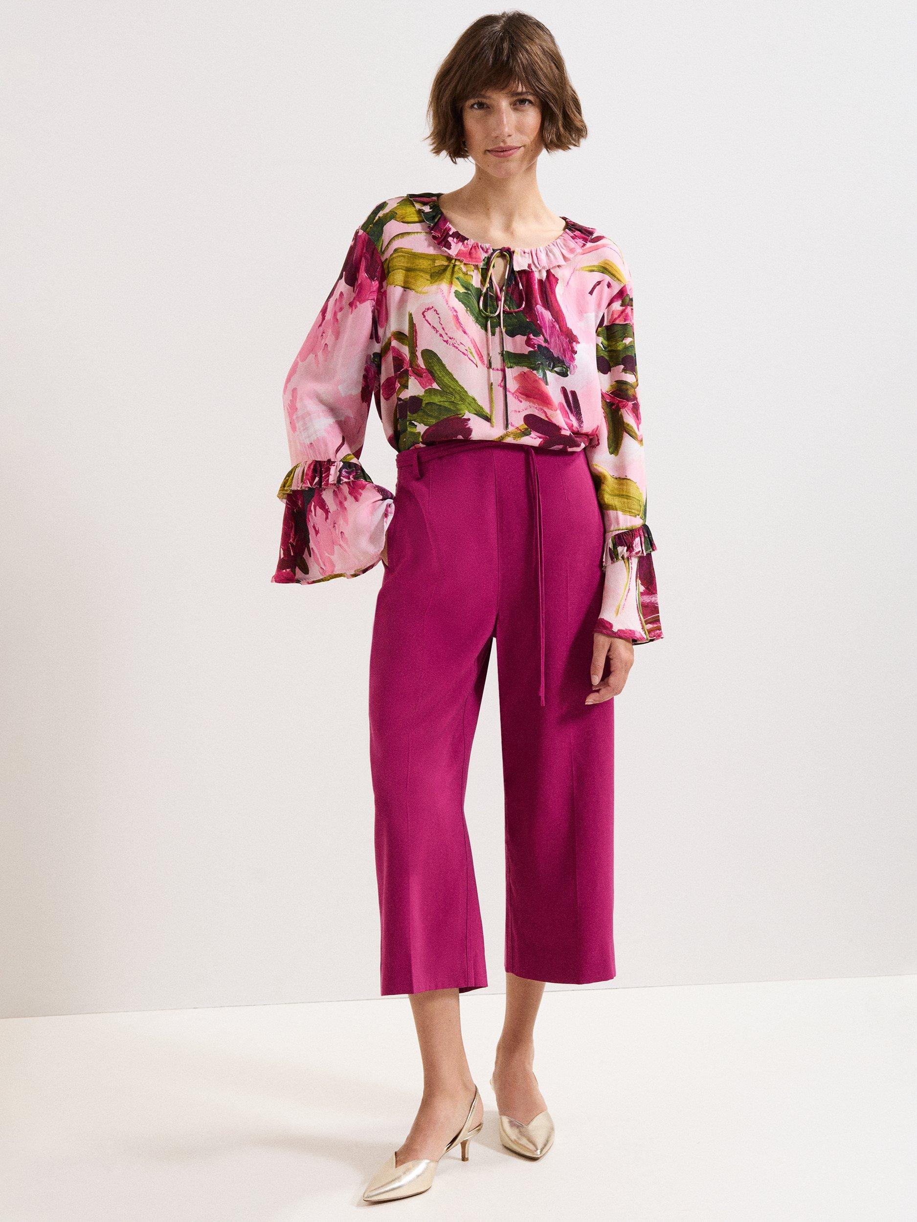Product image 3 of 7, which shows Phase Eight Aubrietta Tailored Culottes, Pink, 8