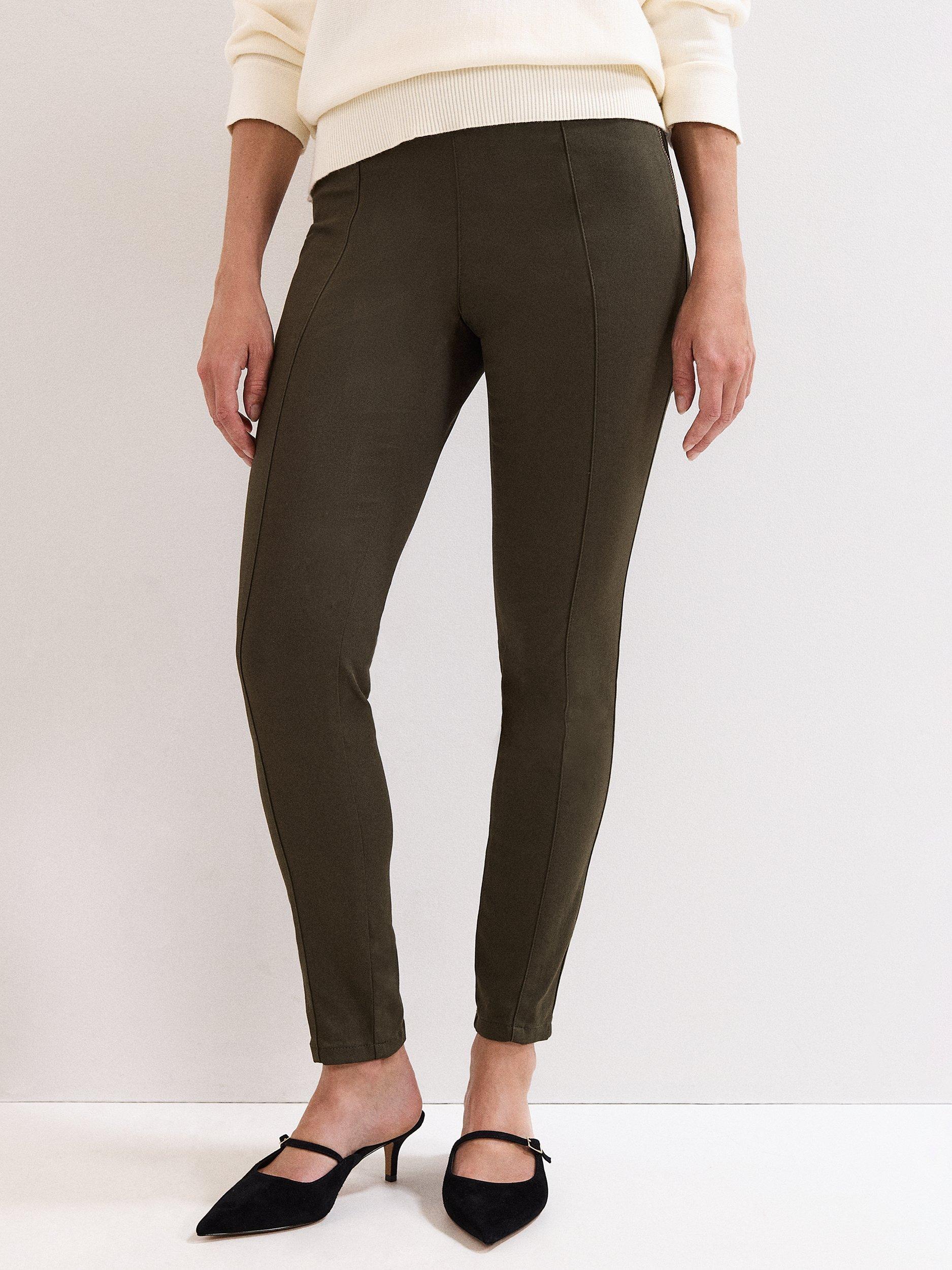 Product image 1 of 8, which shows Phase Eight Amina Skinny Trousers, Khaki, 8
