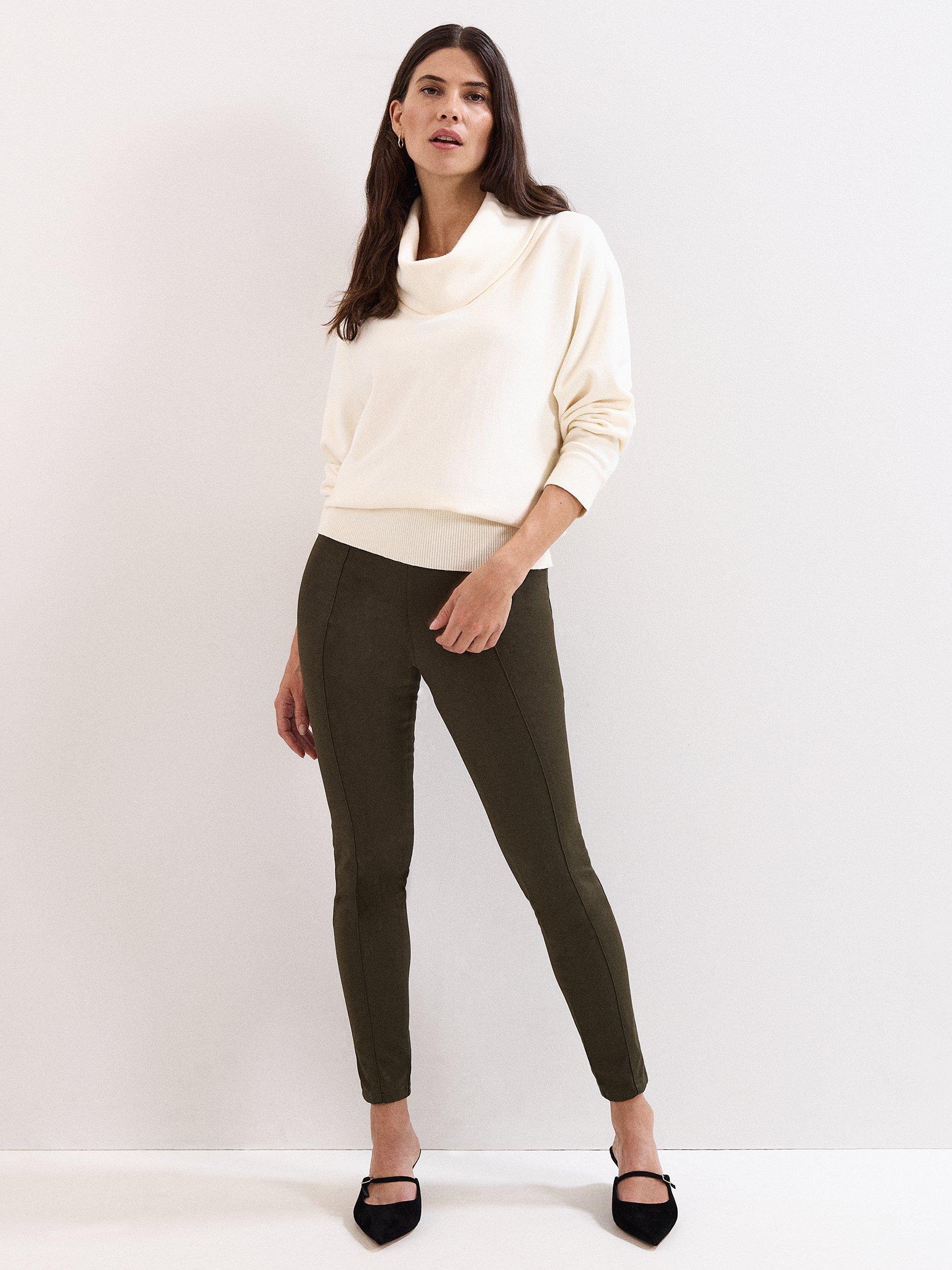 Product image 3 of 8, which shows Phase Eight Amina Skinny Trousers, Khaki, 8