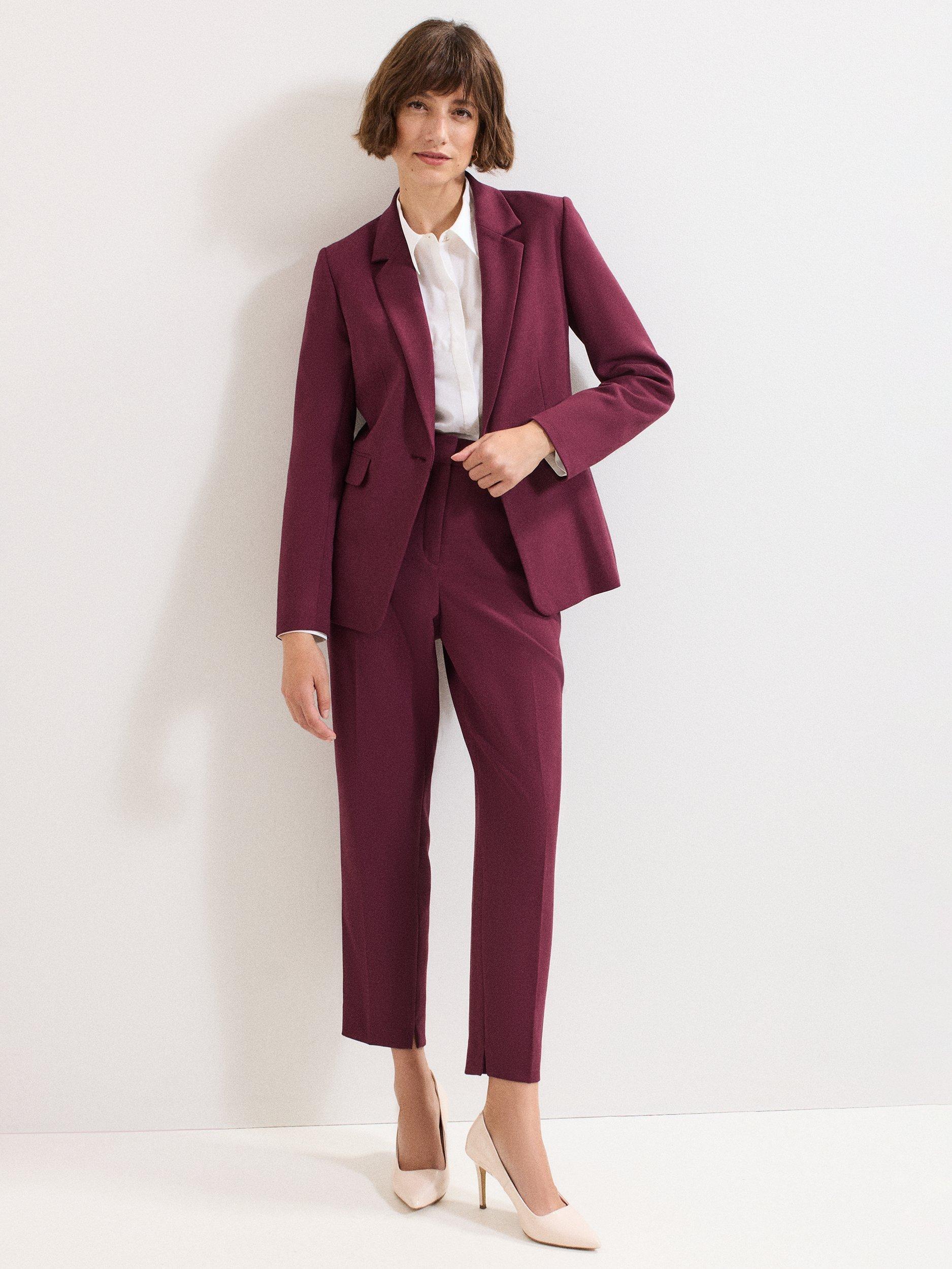Product image 7 of 7, which shows Phase Eight Fara Suit Trousers, Burgundy, 8