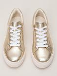 Phase Eight Lace-Up Metallic Leather Trainers