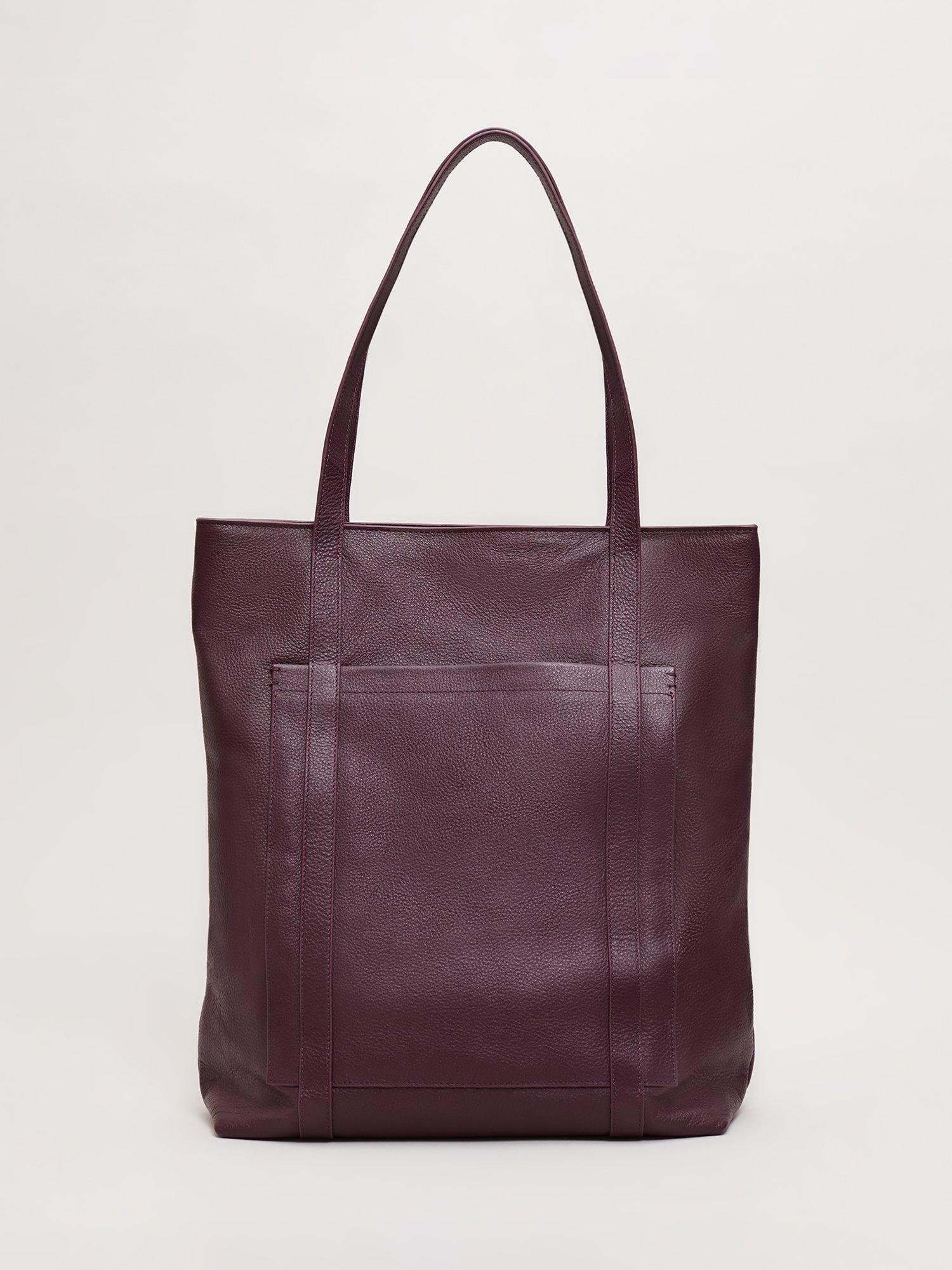 Product image 1 of 7, which shows Phase Eight Leather Tote Bag, Dark Red