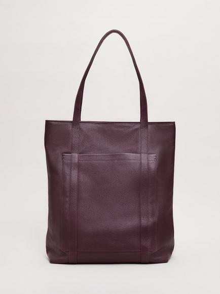 Phase Eight Leather Tote Bag, Dark Red, Dark Red