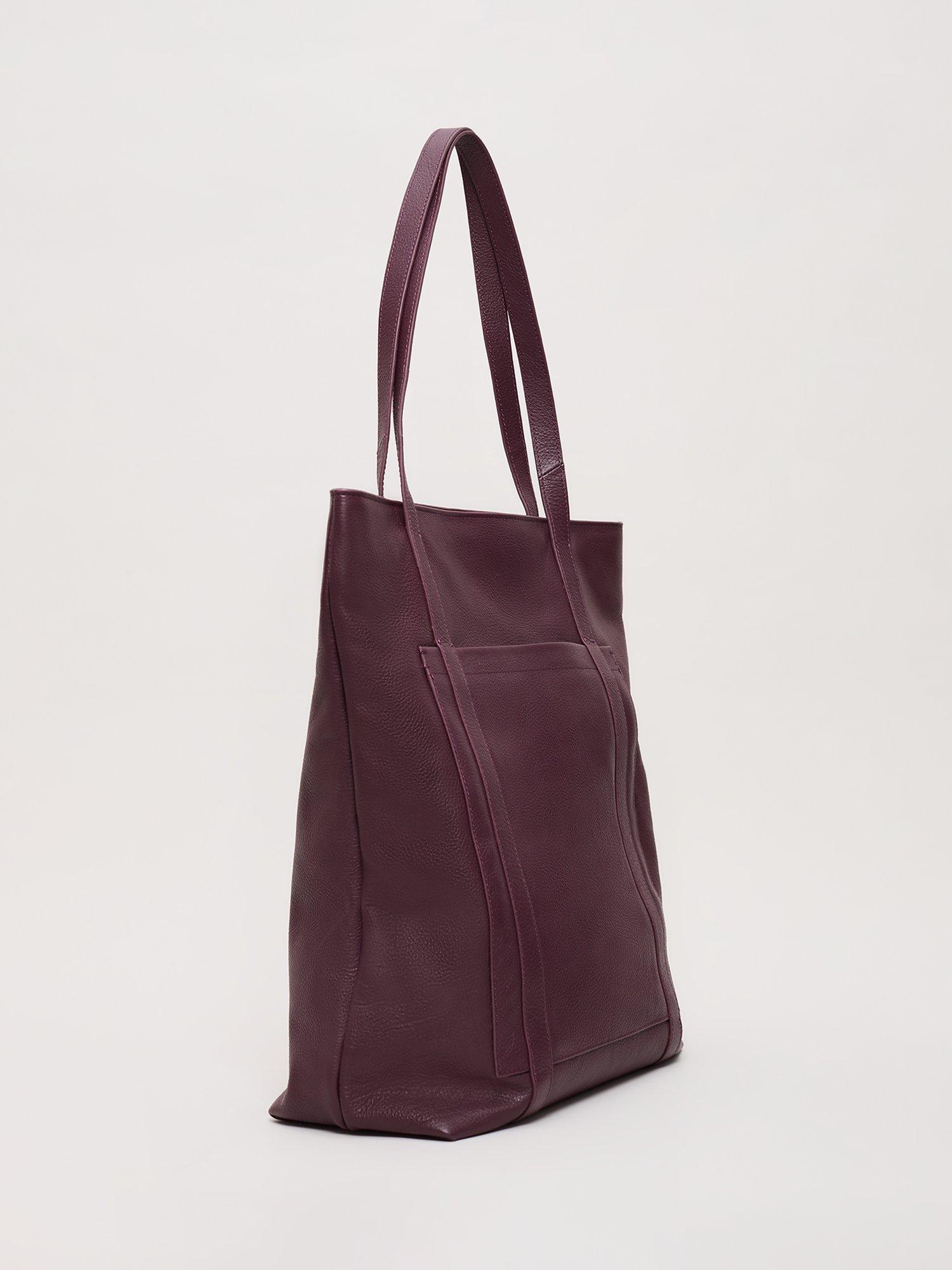 Product image 2 of 7, which shows Phase Eight Leather Tote Bag, Dark Red
