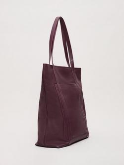 Phase Eight Leather Tote Bag, Dark Red - view 2, Dark Red