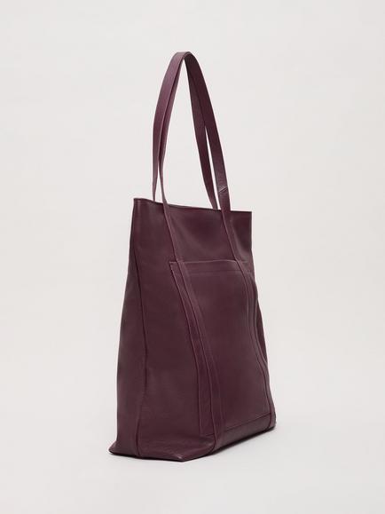 Phase Eight Leather Tote Bag, Dark Red - view 2, Dark Red