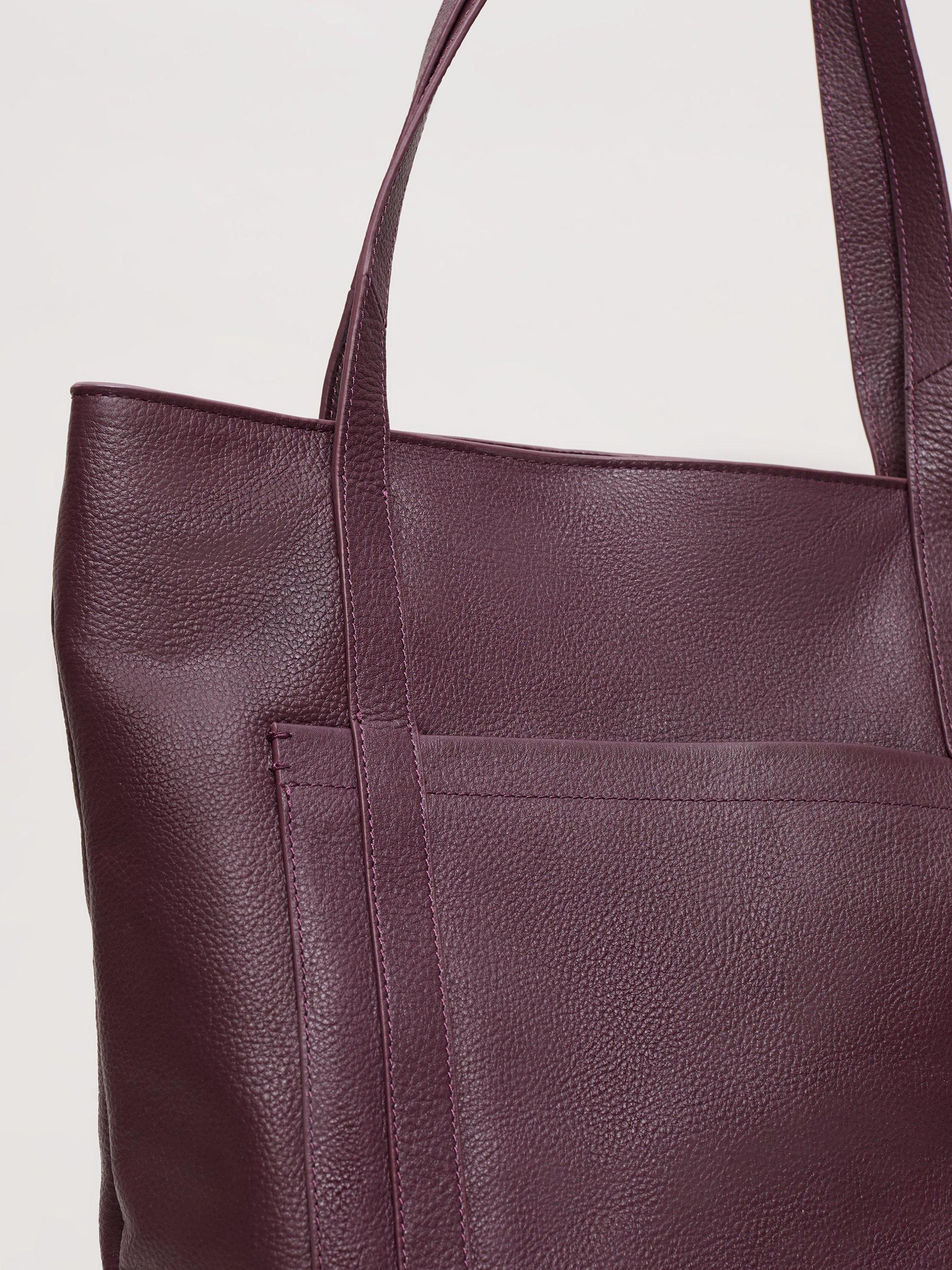Product image 3 of 7, which shows Phase Eight Leather Tote Bag, Dark Red