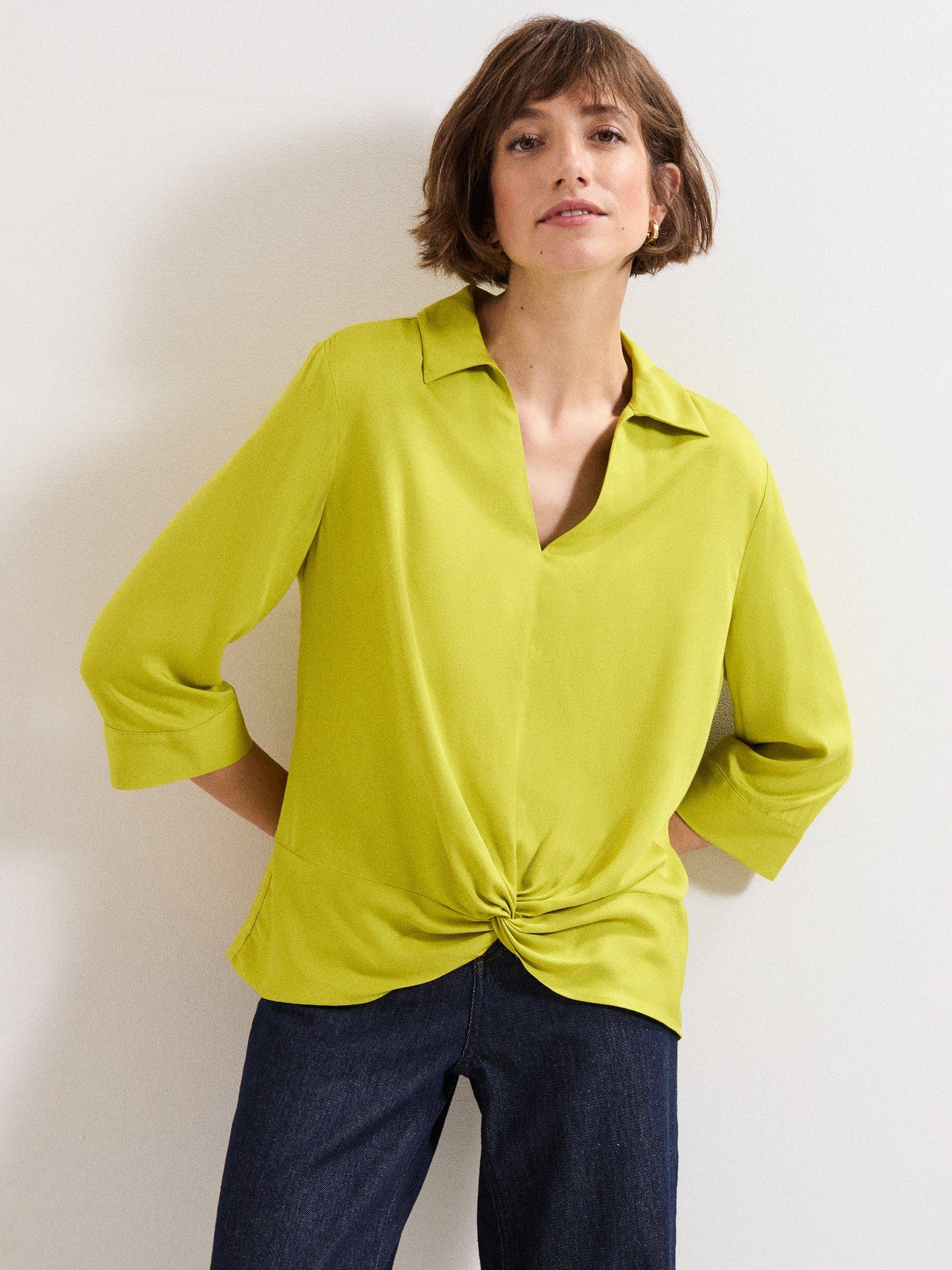Product image 1 of 7, which shows Phase Eight Clary Twist Front Shirt, Green, 8