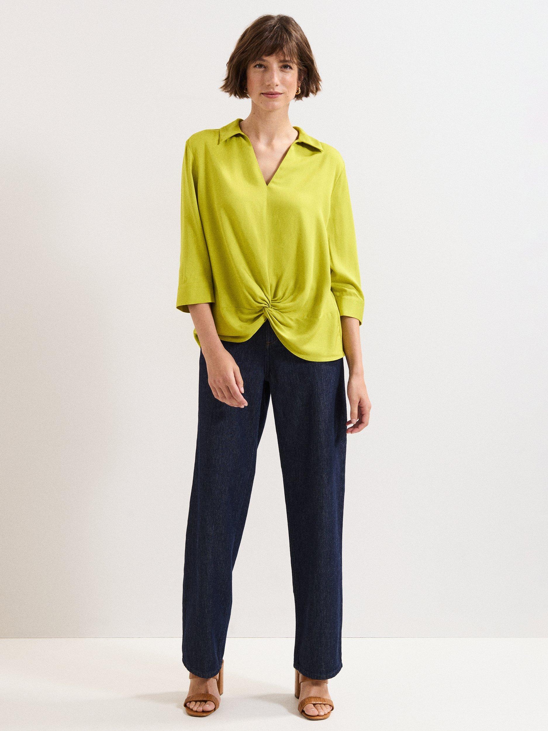 Product image 3 of 7, which shows Phase Eight Clary Twist Front Shirt, Green, 8