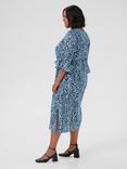 KAFFE Curve Amina Floral Midi Dress, Black/Windsurfer
