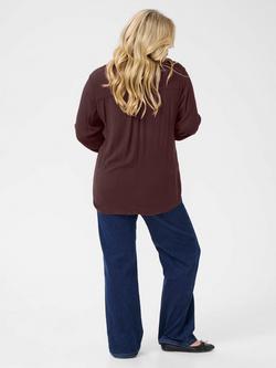 KAFFE Curve Ami Long Sleeve Top, Fudge - view 2, Fudge