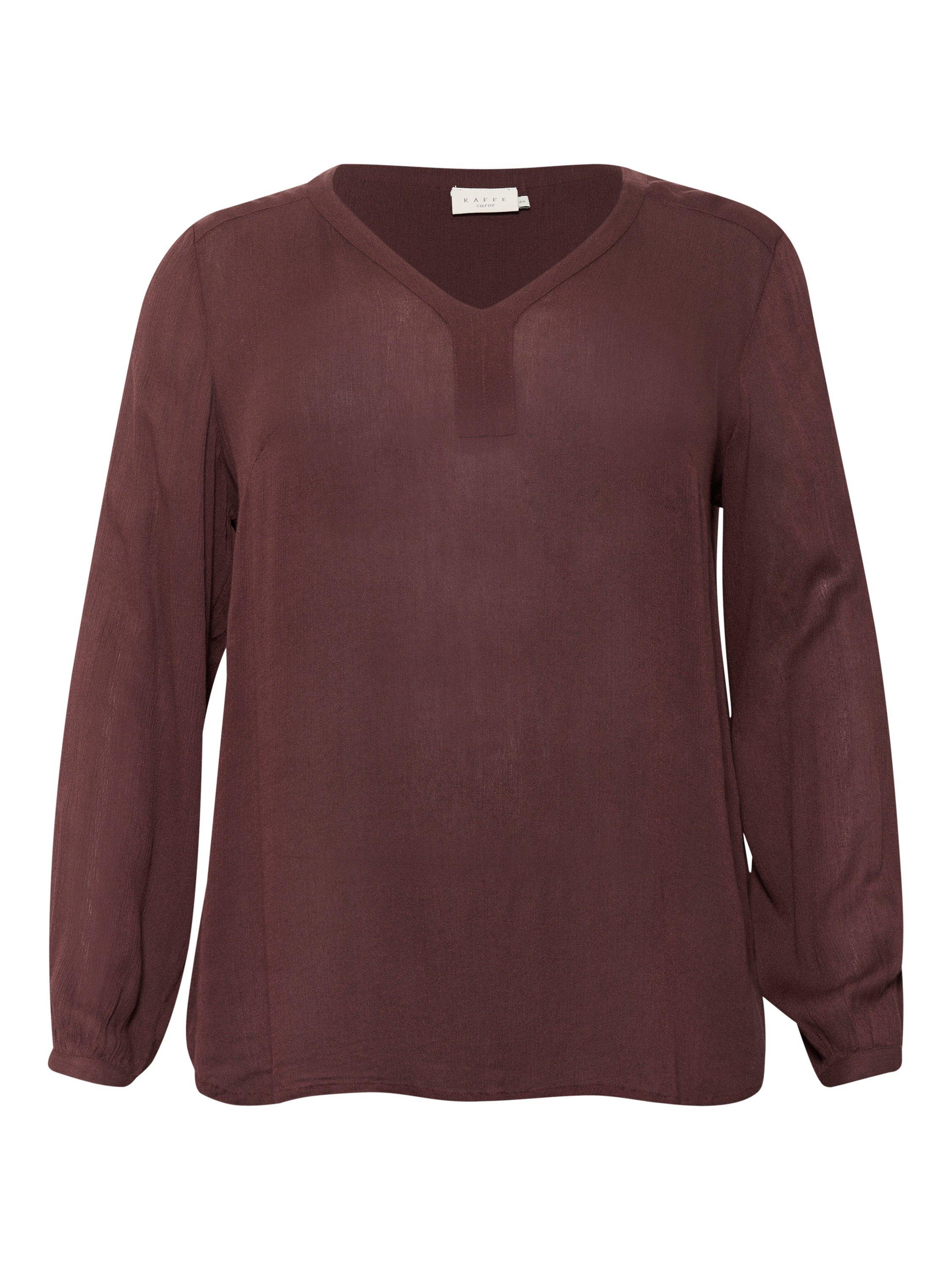 Product image 5 of 6, which shows KAFFE Curve Ami Long Sleeve Top, Fudge, 18