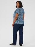 KAFFE Curve Amina Floral Top, Black/Windsurfer