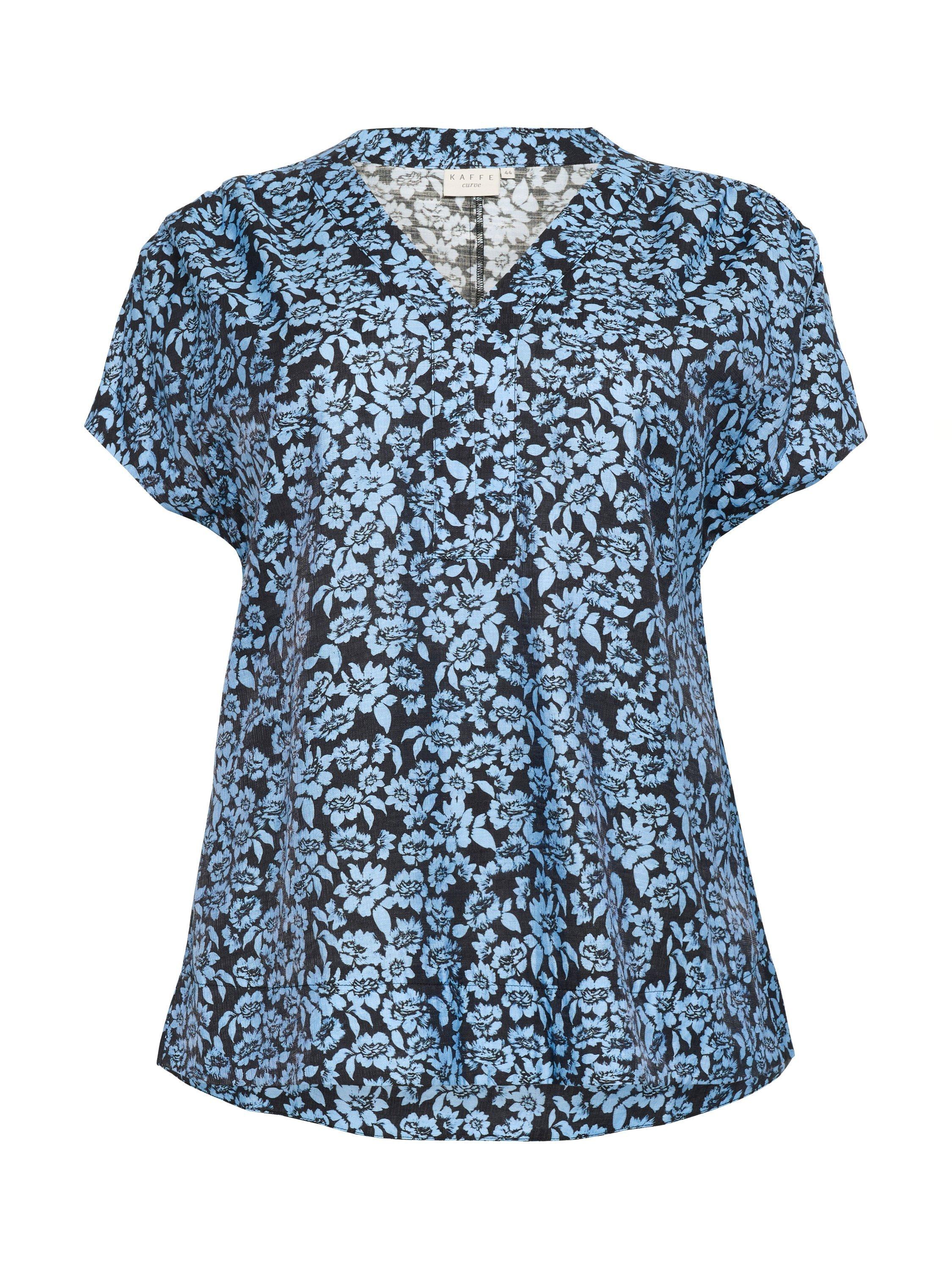 Product image 5 of 6, which shows KAFFE Curve Amina Floral Top, Black/Windsurfer, 18
