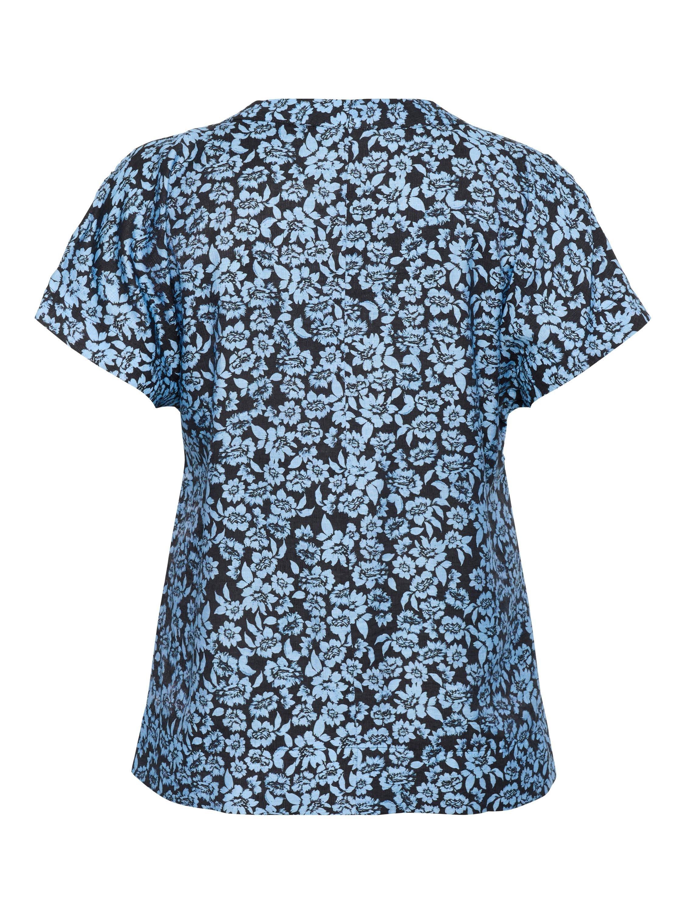 Product image 6 of 6, which shows KAFFE Curve Amina Floral Top, Black/Windsurfer, 18