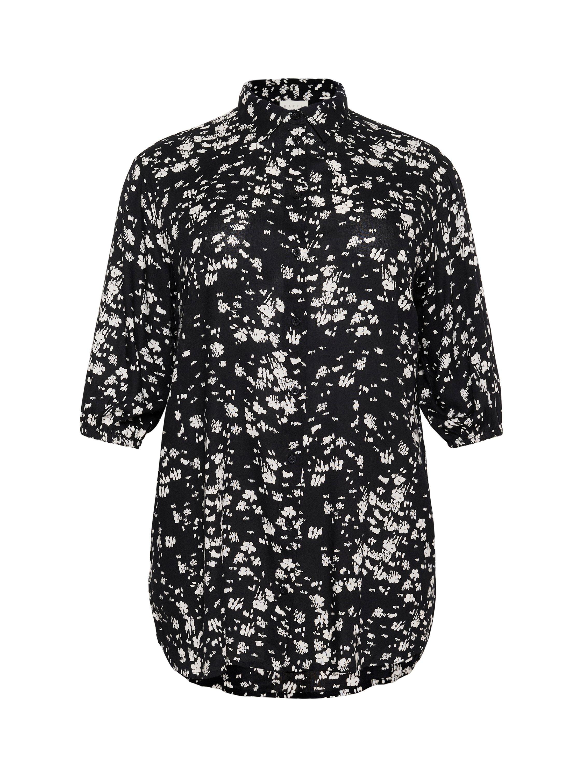 Product image 5 of 6, which shows KAFFE Curve Sonna Abstract Shirt, Black/Chalk, 22