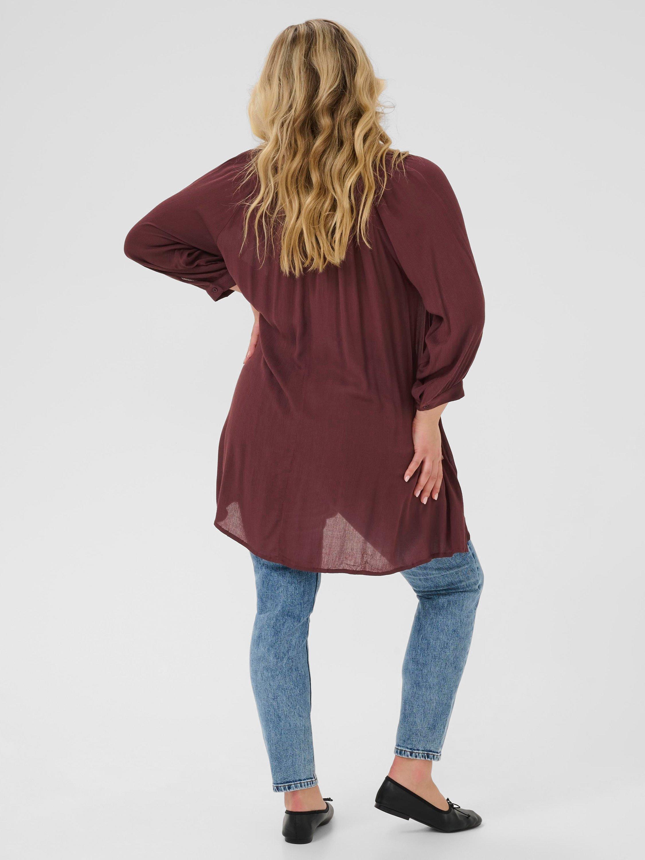 Product image 2 of 6, which shows KAFFE Curve Ami Tunic Top, Fudge, 18