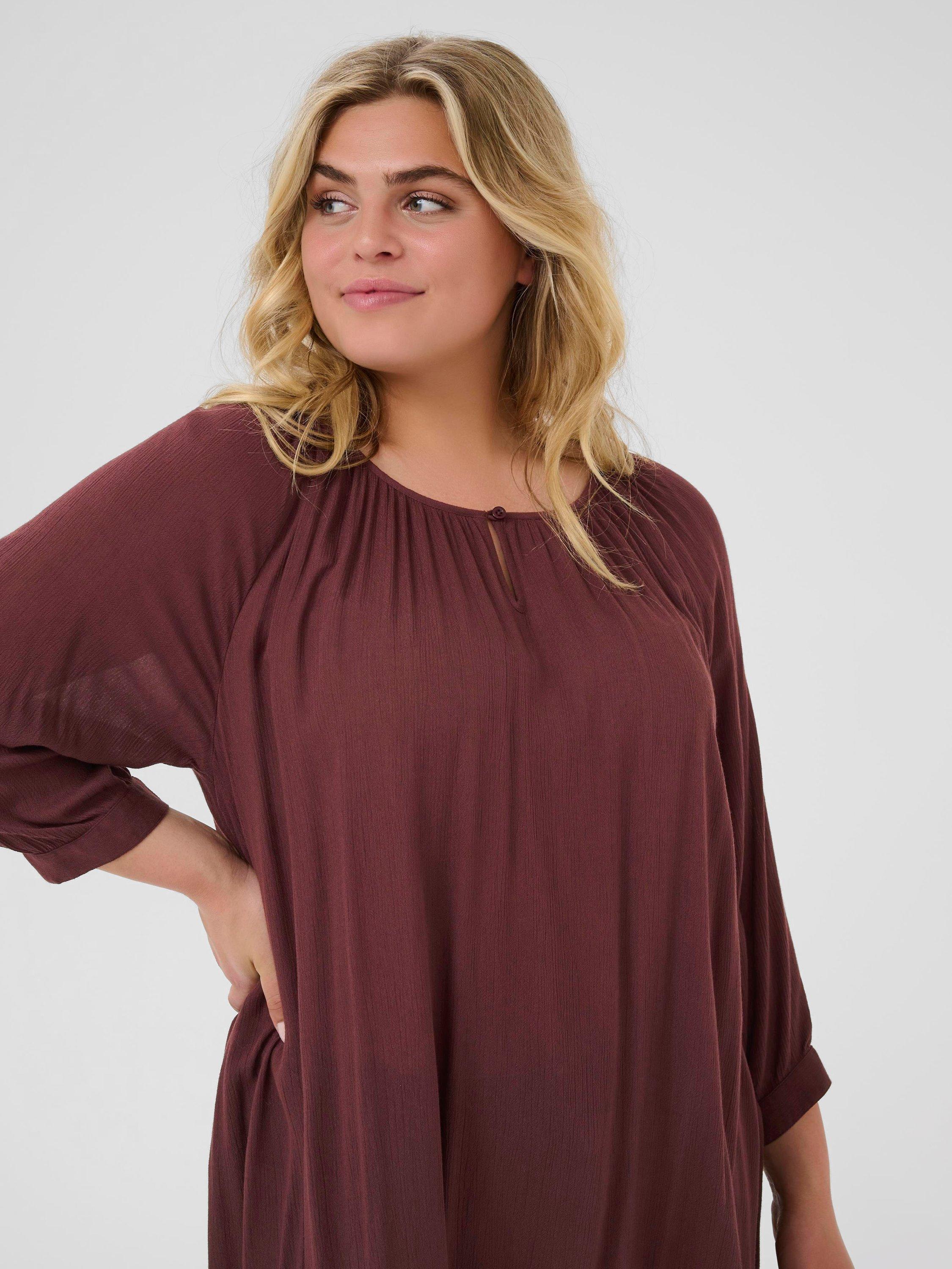 Product image 4 of 6, which shows KAFFE Curve Ami Tunic Top, Fudge, 18