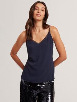 Ted Baker Chiffon Trim Cami Top, Navy