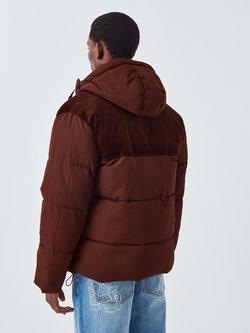 John Lewis x LABRUM Nylon & Cord Hooded Puffer Jacket, Bitter Chocolate - view 2, Bitter Chocolate
