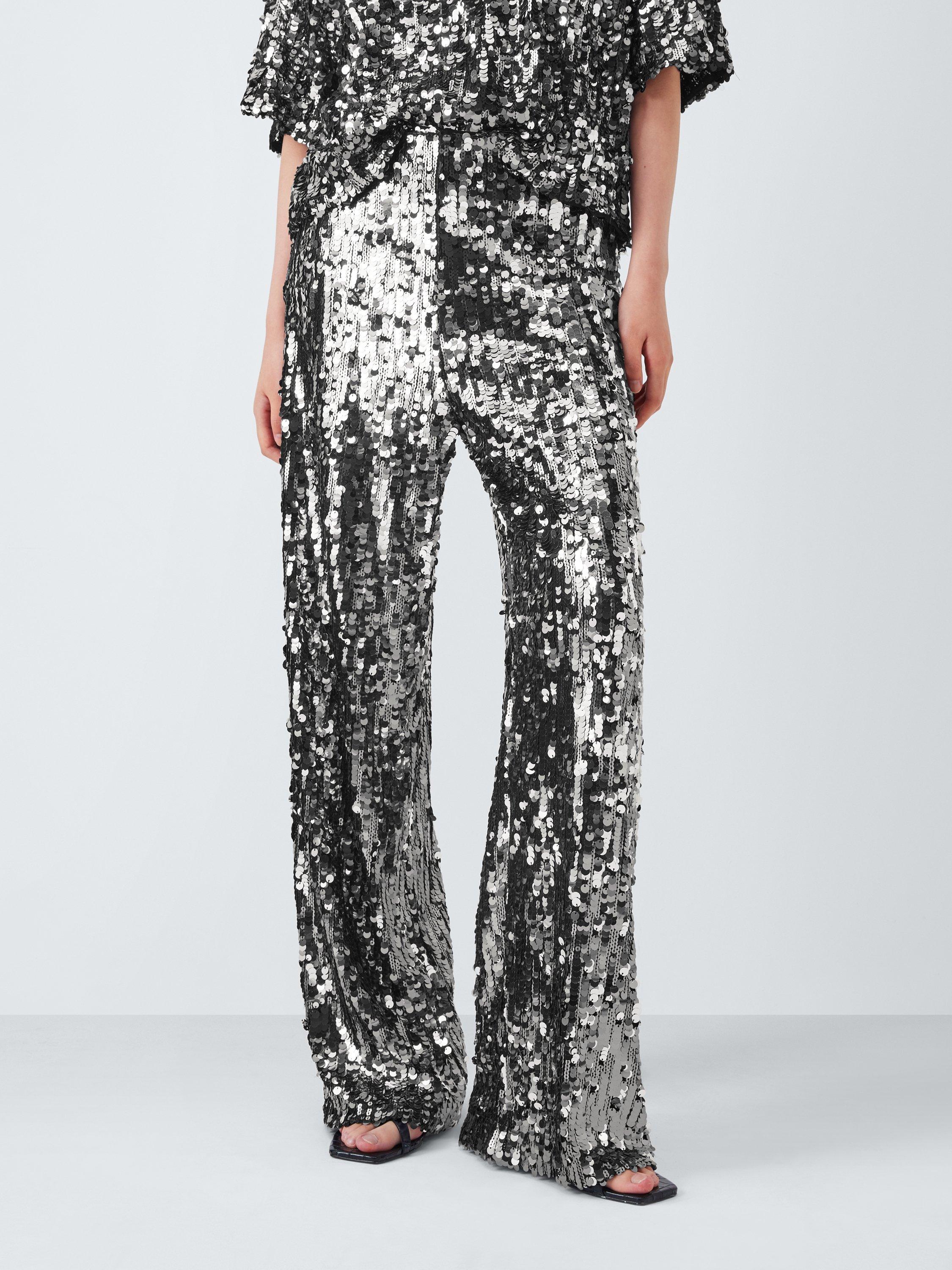 Weekend MaxMara Cabreo Sequin Trousers, Black/Silver