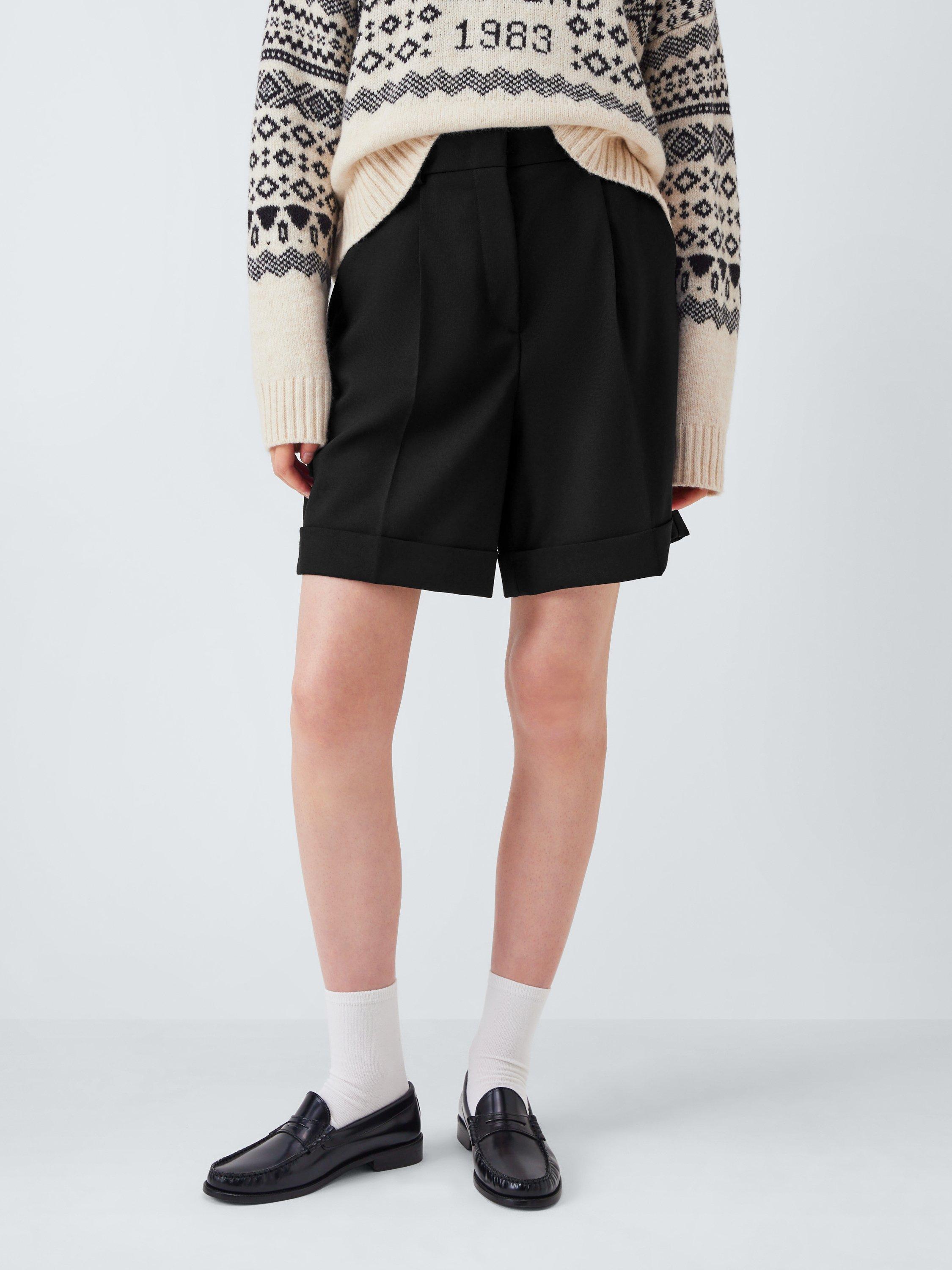 Product image 1 of 6, which shows Weekend MaxMara Bussola Tailored Wool Shorts, Black, 6