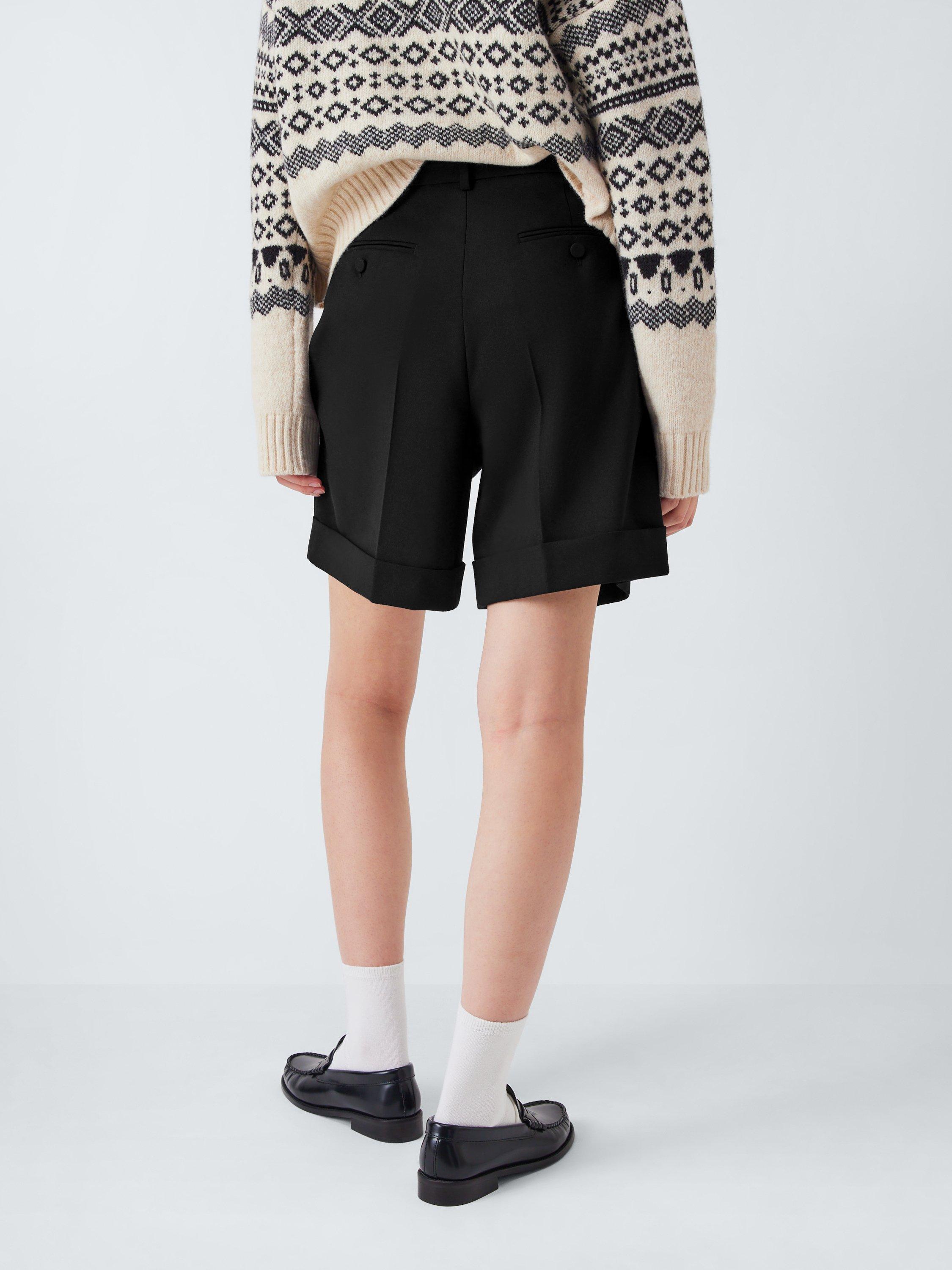 Product image 2 of 6, which shows Weekend MaxMara Bussola Tailored Wool Shorts, Black, 6
