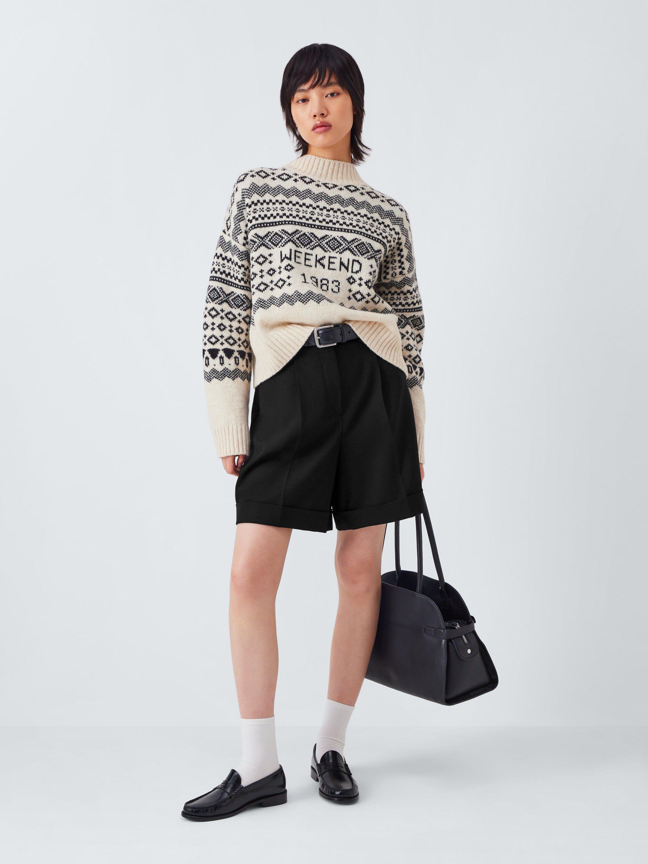 Product image 3 of 6, which shows Weekend MaxMara Bussola Tailored Wool Shorts, Black, 6