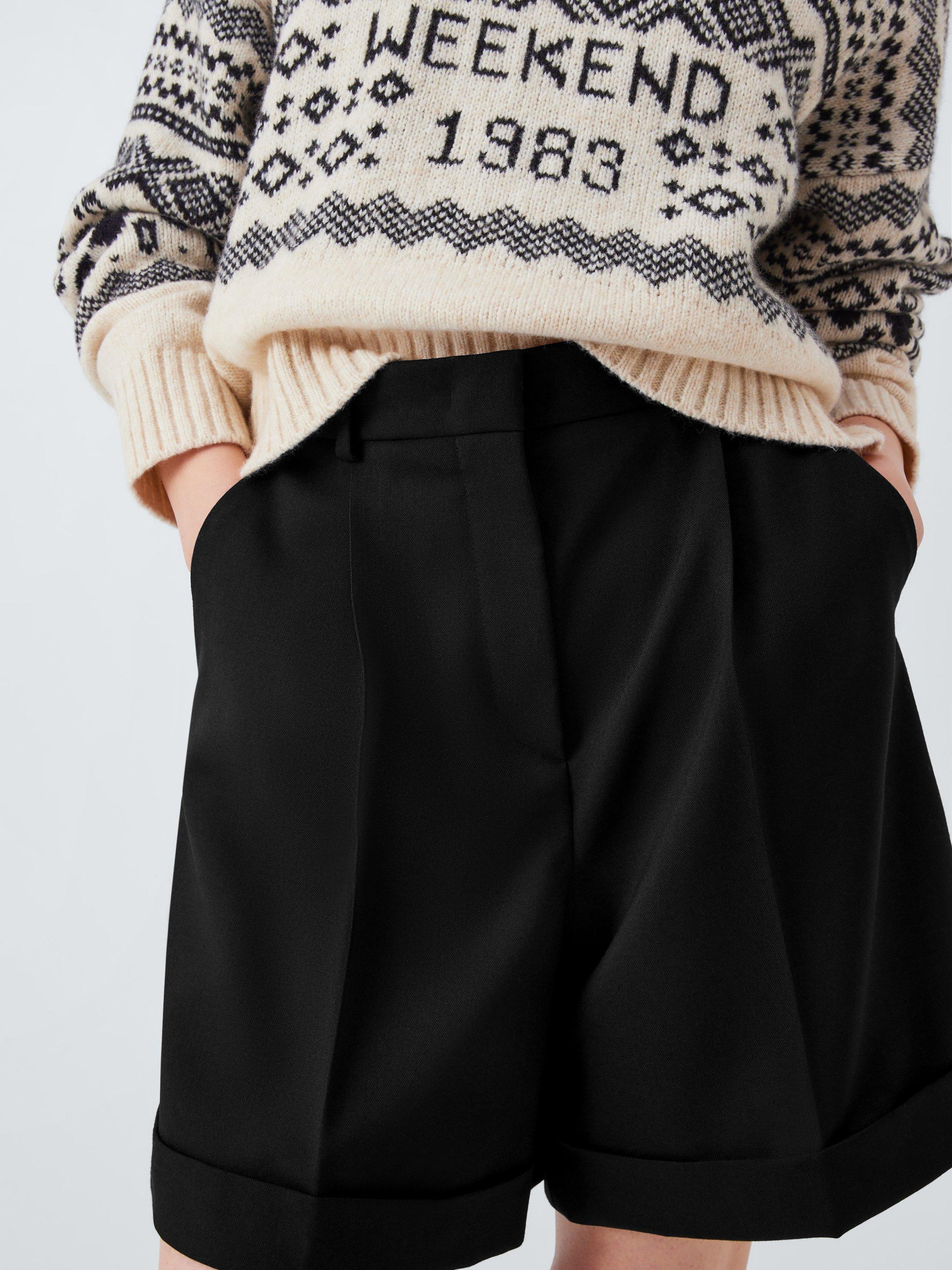 Product image 5 of 6, which shows Weekend MaxMara Bussola Tailored Wool Shorts, Black, 6