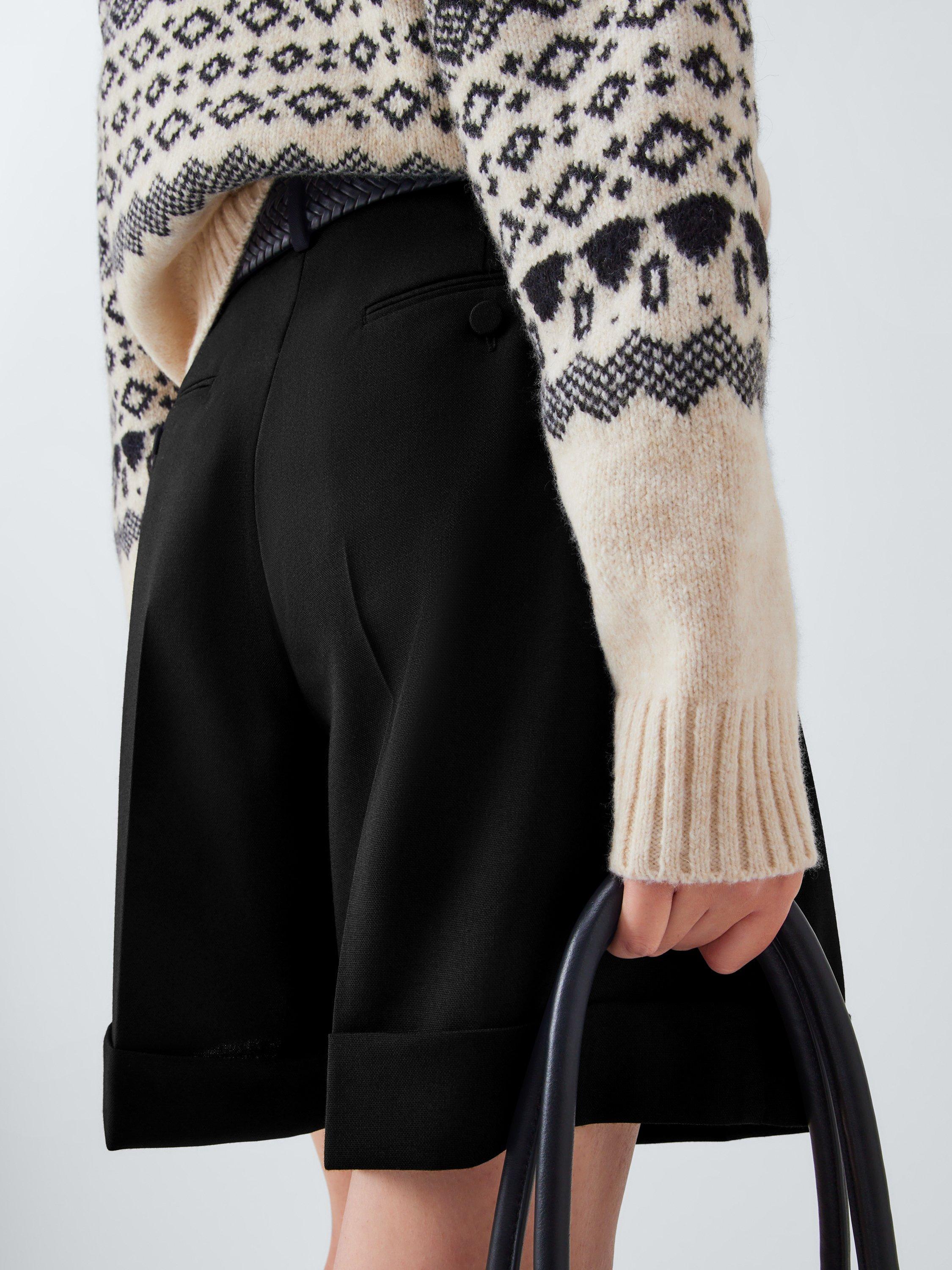 Product image 6 of 6, which shows Weekend MaxMara Bussola Tailored Wool Shorts, Black, 6