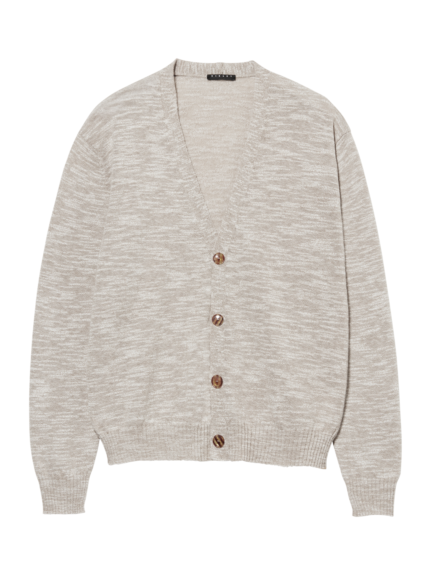Product image 5 of 5, which shows SISLEY Button Down Cotton Blend Cardigan, Beige, S