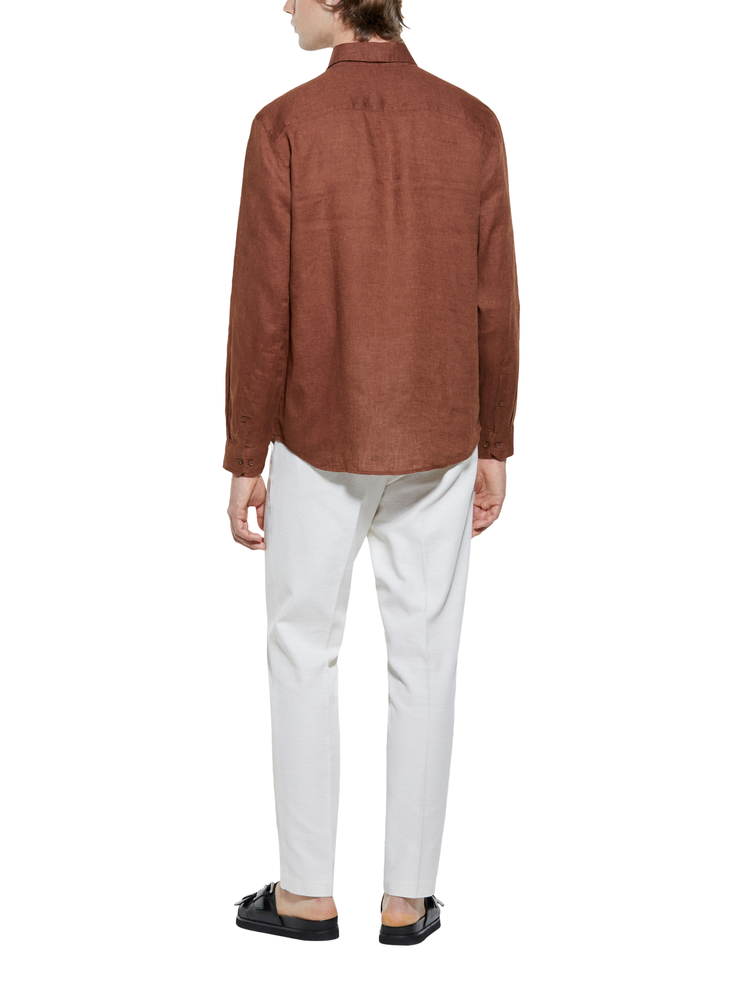 Product image 2 of 5, which shows SISLEY Regular Fit Linen Long Sleeve Shirt, Brown, S