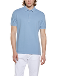 SISLEY Slim Fit Cotton Short Sleeve Polo Shirt, Blue