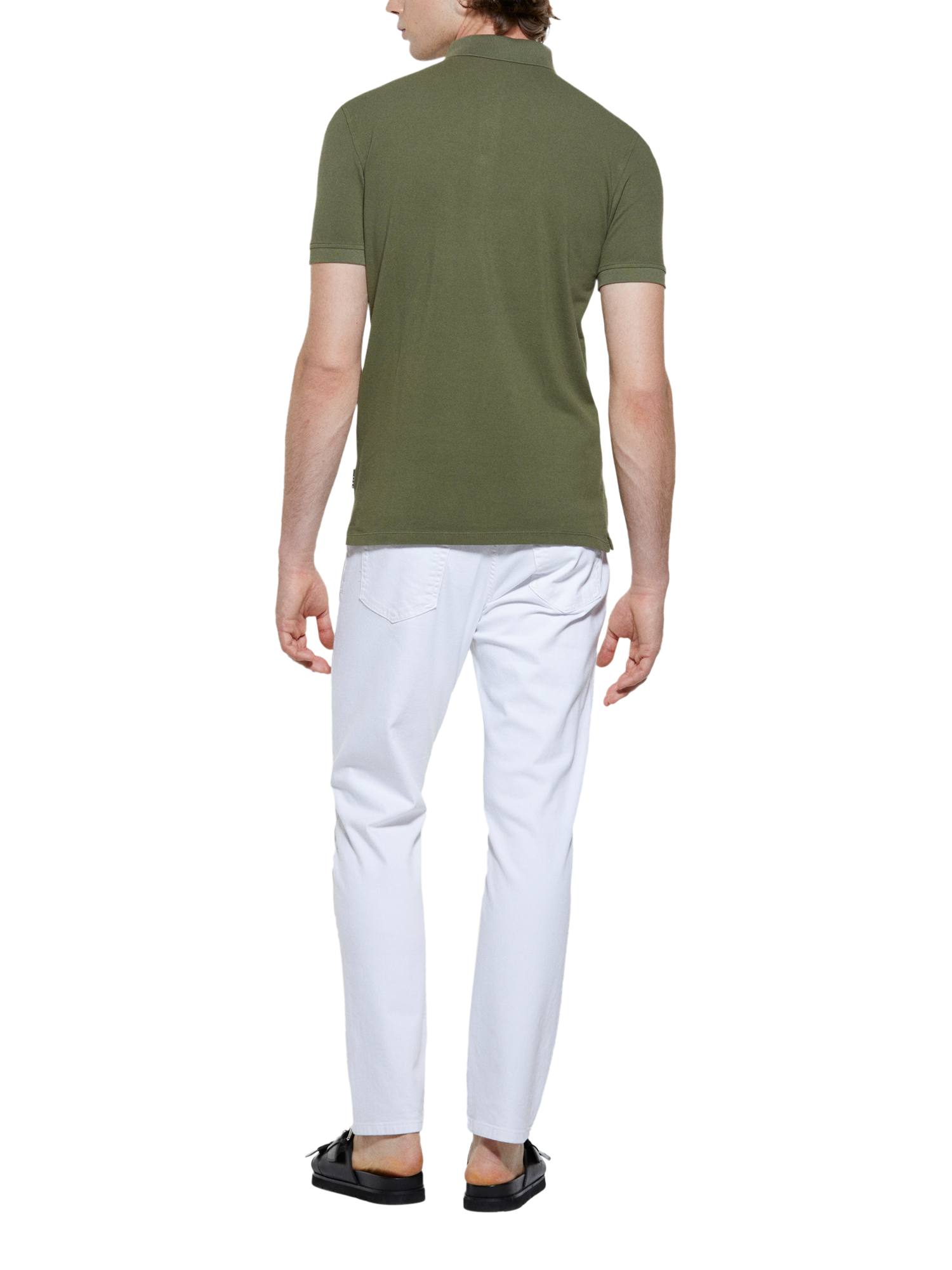 Product image 2 of 5, which shows SISLEY Cotton Pique Polo Shirt, Green, S