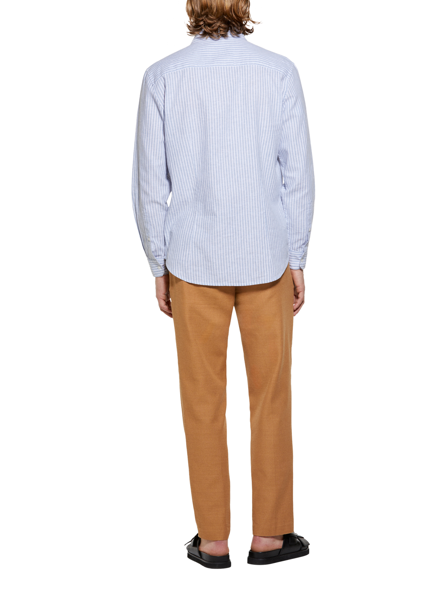 Product image 2 of 5, which shows SISLEY Linen Blend Regular Fit Stripe Shirt, White, S