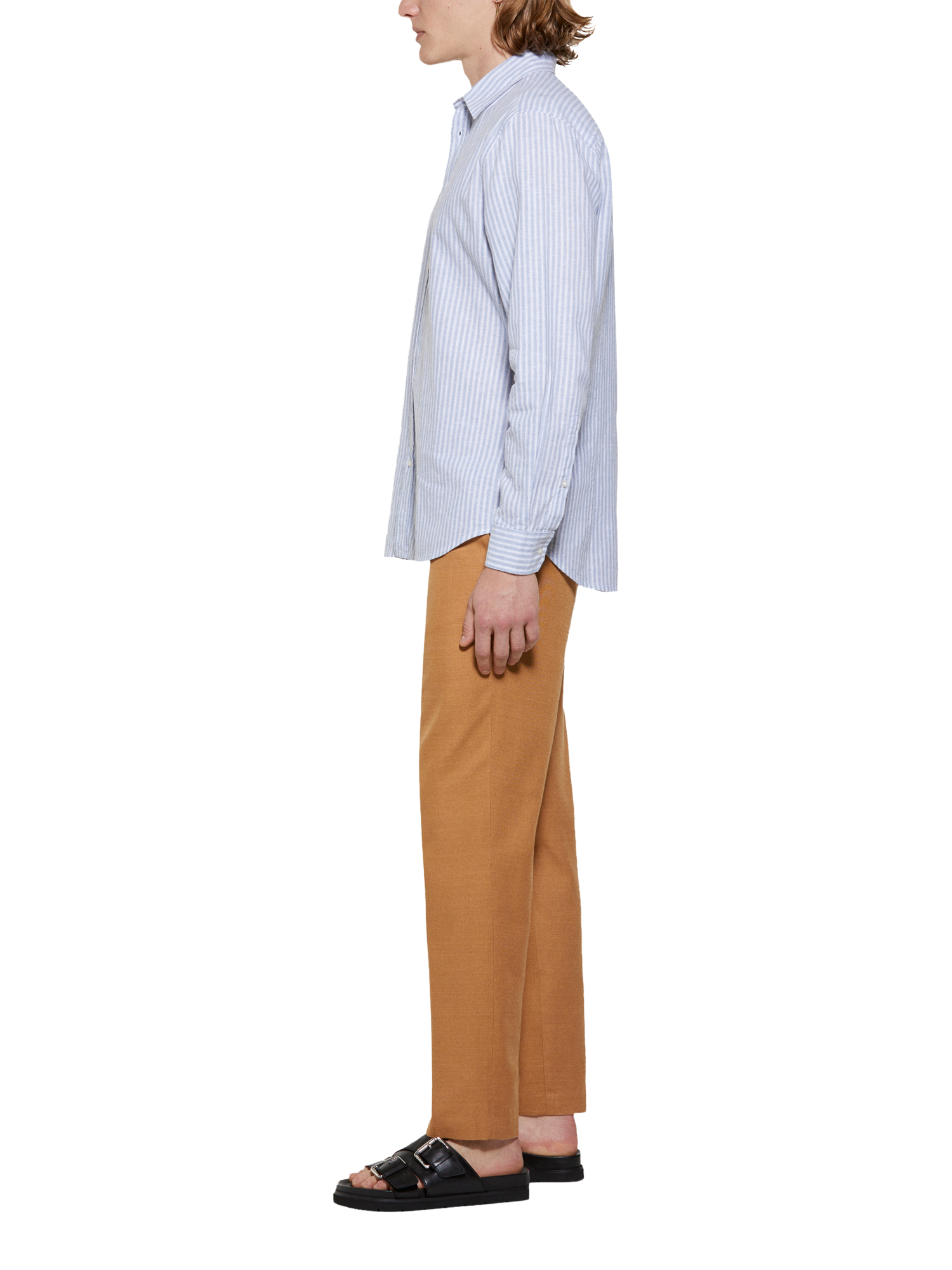 Product image 4 of 5, which shows SISLEY Linen Blend Regular Fit Stripe Shirt, White, S