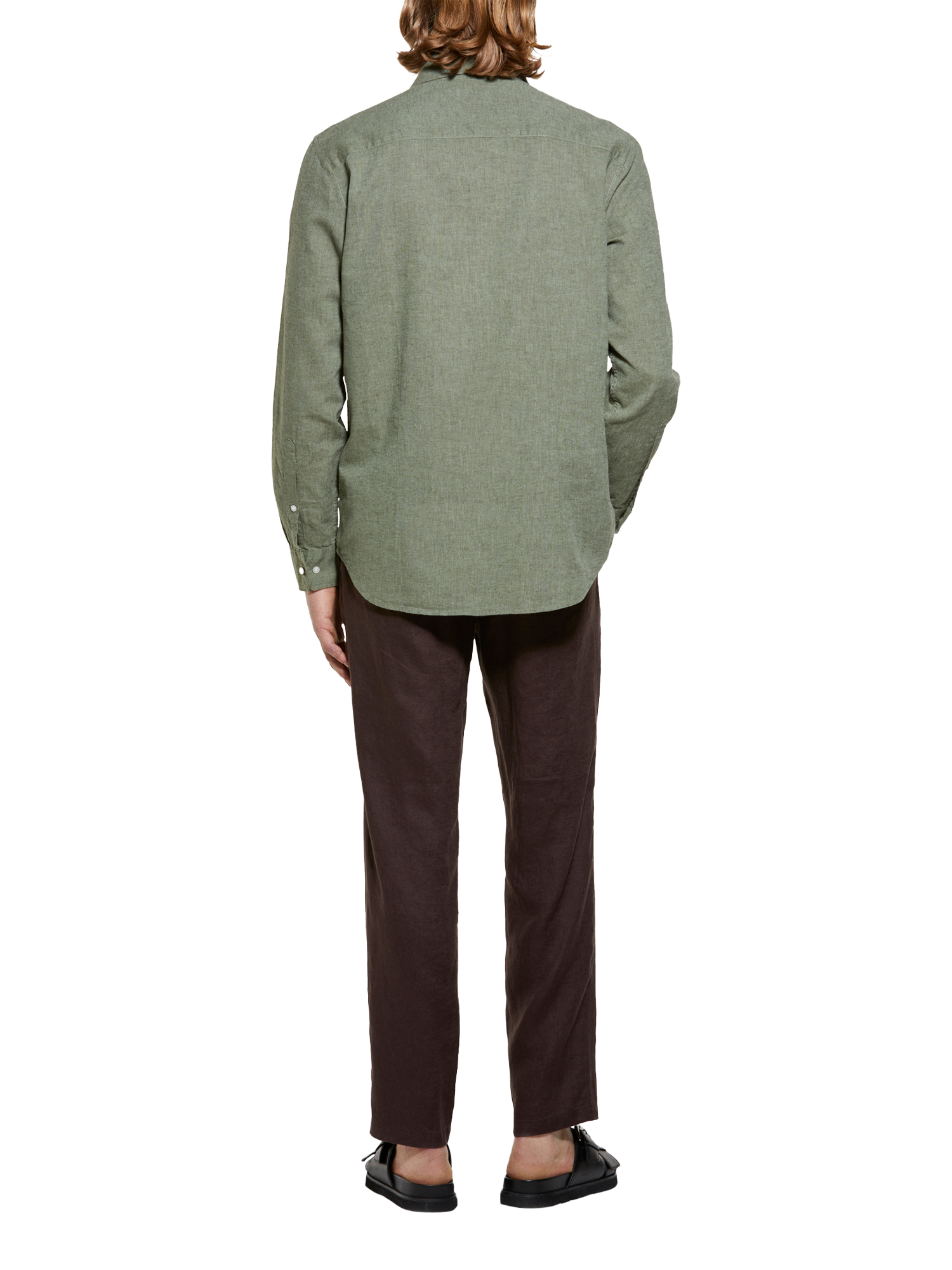Product image 2 of 5, which shows SISLEY Linen Blend Regular Fit Shirt, Green, S