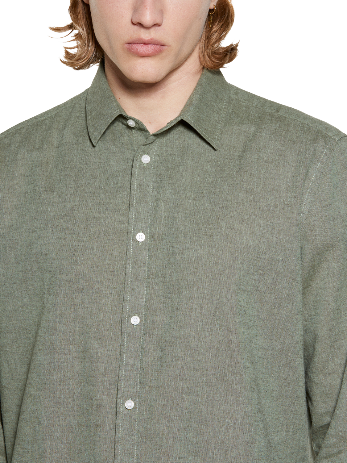 Product image 4 of 5, which shows SISLEY Linen Blend Regular Fit Shirt, Green, S