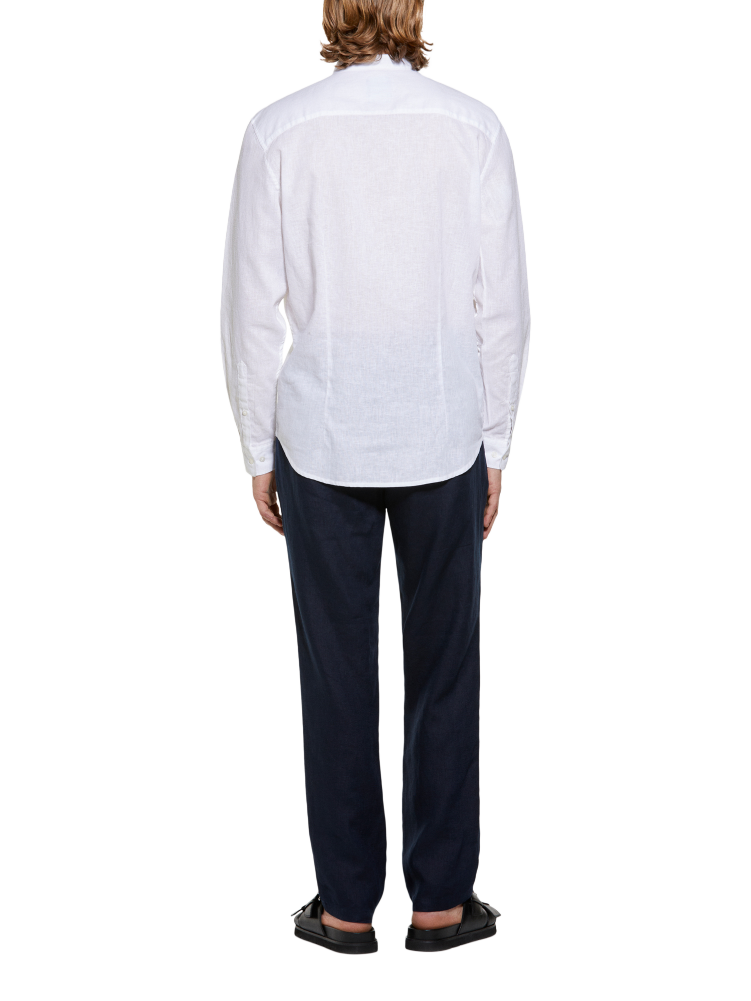 Product image 2 of 5, which shows SISLEY Linen Blend Regular Fit Mandarin Collar Shirt, White, S