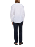 SISLEY Linen Blend Regular Fit Mandarin Collar Shirt, White