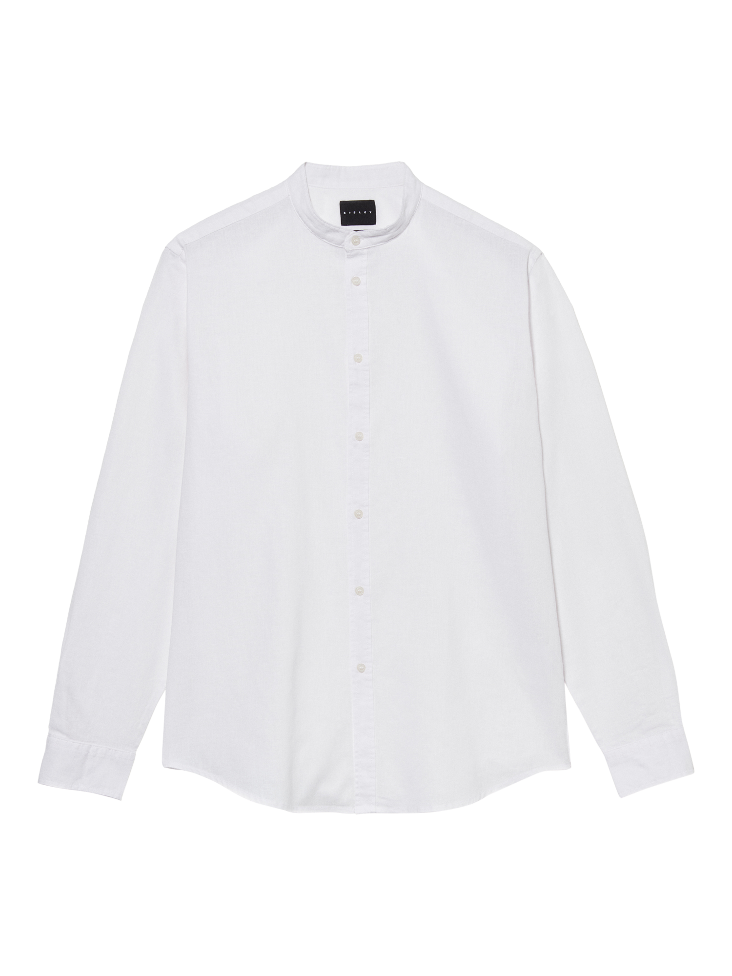 Product image 5 of 5, which shows SISLEY Linen Blend Regular Fit Mandarin Collar Shirt, White, S
