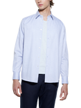 SISLEY Stretch Cotton Blend Regular Fit Textured Shirt, Blue