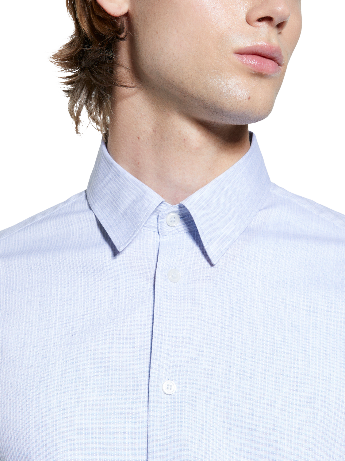 Product image 4 of 5, which shows SISLEY Stretch Cotton Blend Regular Fit Textured Shirt, Blue, S