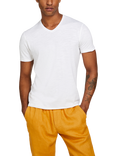 SISLEY Slim Fit Cotton Short Sleeve V-Neck T-Shirt, White