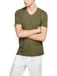 SISLEY Slim Fit Cotton Short Sleeve V-Neck T-Shirt, Green
