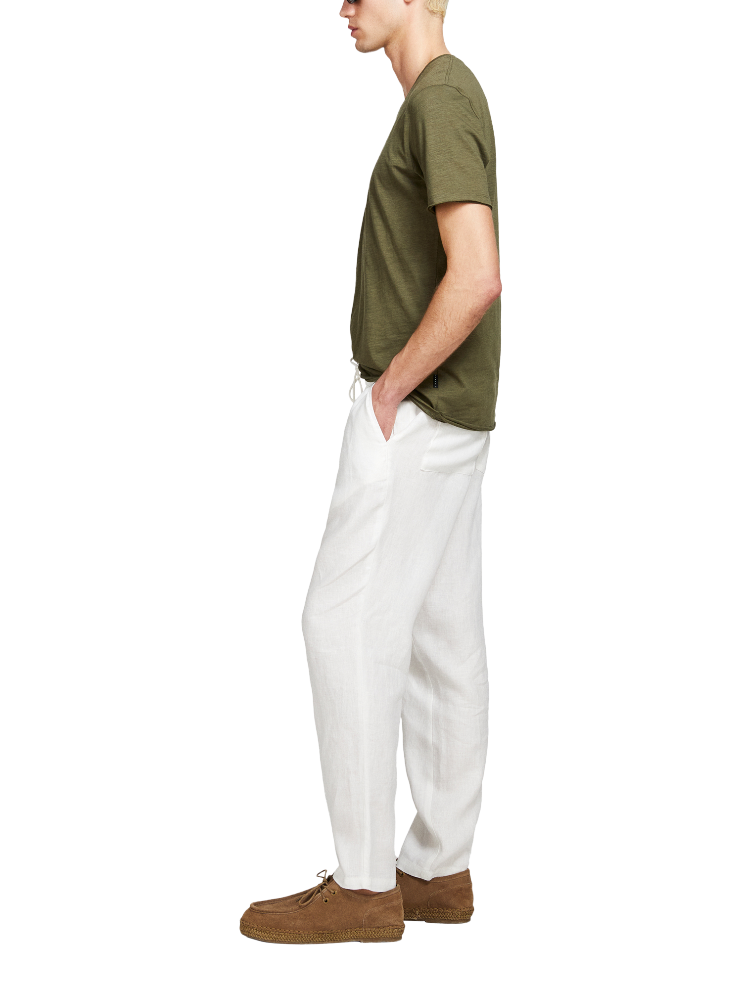 Product image 4 of 5, which shows SISLEY Slim Fit Cotton Short Sleeve V-Neck T-Shirt, Green, S