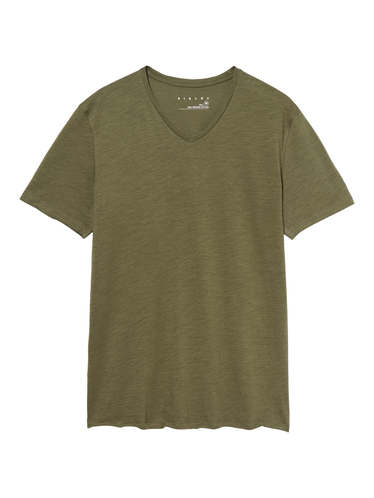 Product image 5 of 5, which shows SISLEY Slim Fit Cotton Short Sleeve V-Neck T-Shirt, Green, S