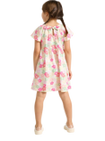 Lindex Kids' Short Sleeved Floral Print Dress, Light Pink