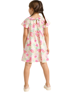 Lindex Kids' Short Sleeved Floral Print Dress, Light Pink - view 2, Light Pink